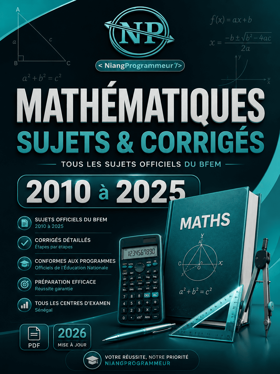 Fascicule BFEM Mathématiques - Toutes les Épreuves 2005-2022