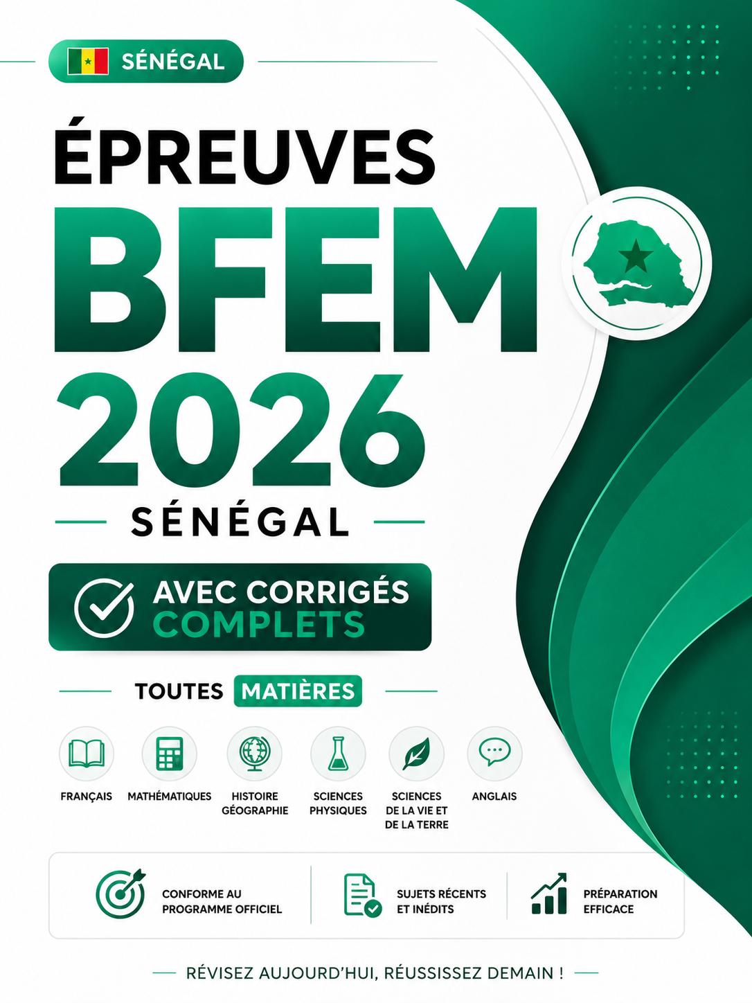 Épreuves BFEM 2026 Sénégal avec Corrigés Complets – Toutes Matières