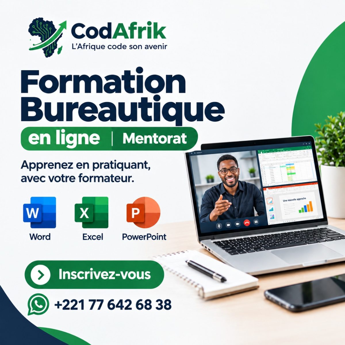 Formation bureautique en ligne avec mentorat 2026