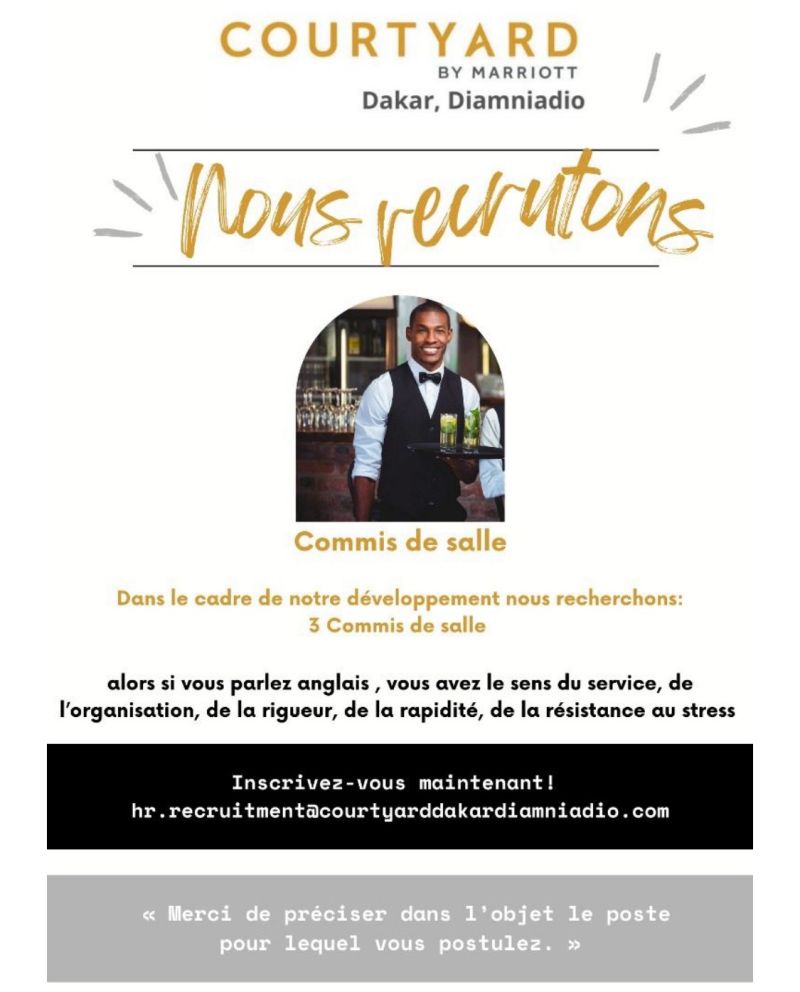 Courtyard Marriott recrute 3 Commis de Salle - Offres d'emploi