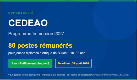 CEDEAO recrute 90 jeunes diplômés en 2027 - Offres d'emploi